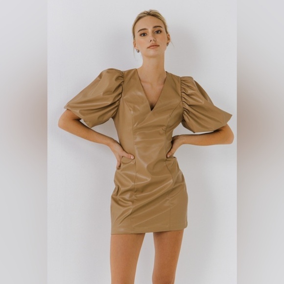 Endless Rose Pu Fitted Faux Leather Mini Dress - Picture 1 of 10